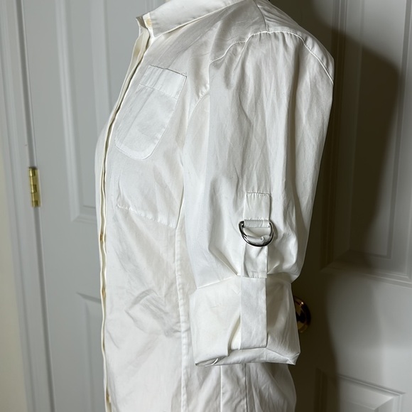 AKRIS Punto Long Sleeve Button Down Tunic Shirt in White 8 - Picture 8 of 11